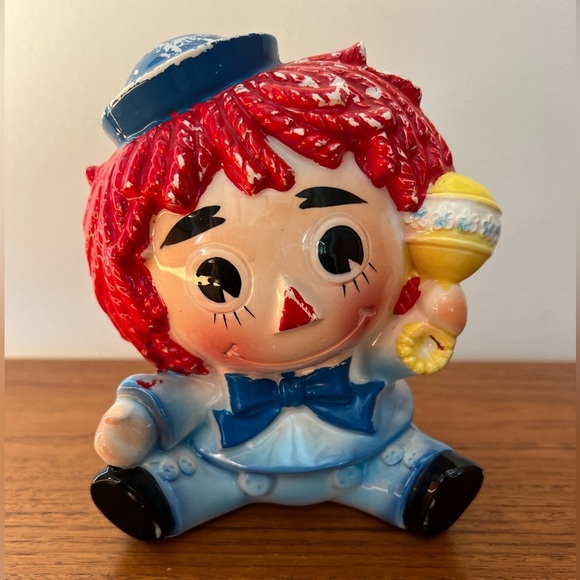 Relpo # 6465, RAGGEDY ANDY, Ceramic Planter Vase. Baby Andy doll. Made In Japan - Picture 3 of 10